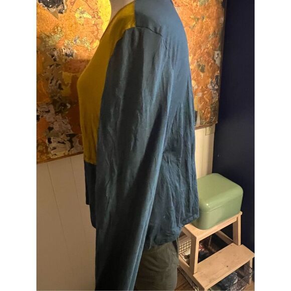 Chalet et ceci Lagenlook Colorblocked Bamboo Blend Green Tunic L - Picture 6 of 9